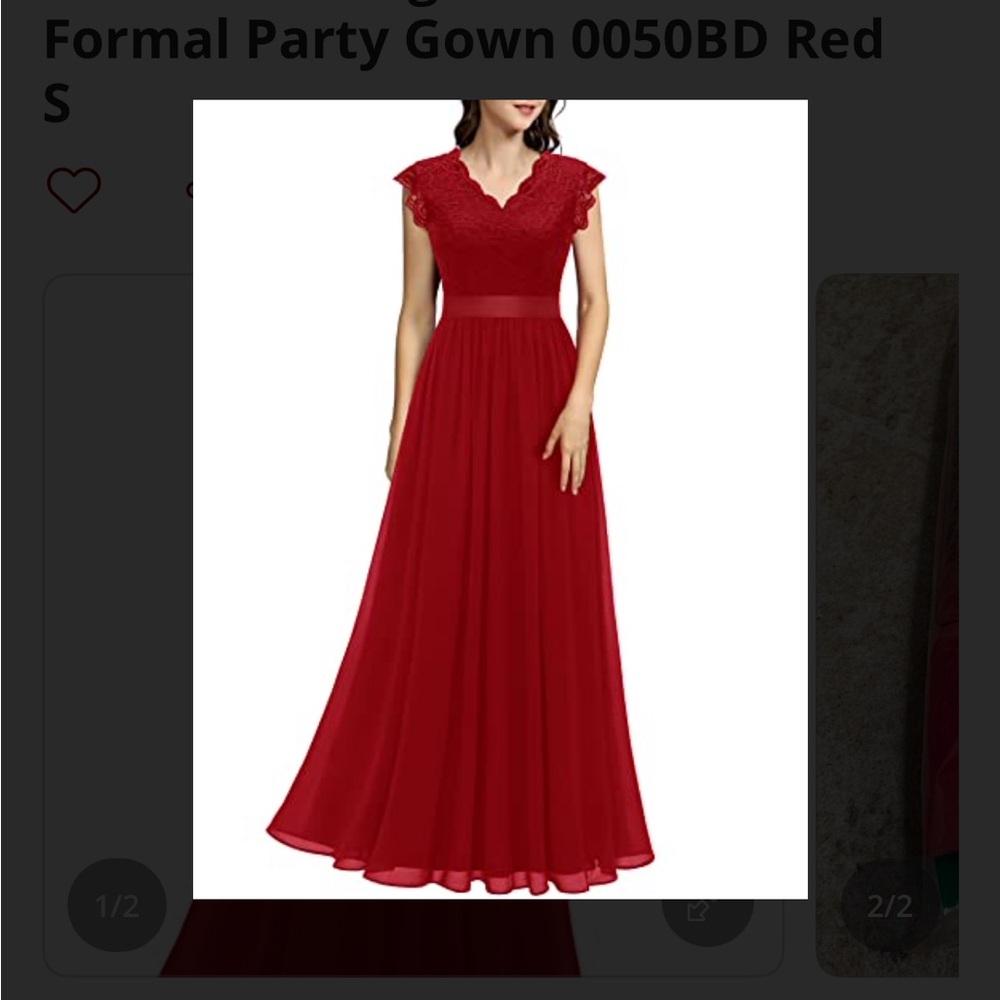Elegant Red Lace Prom Dress